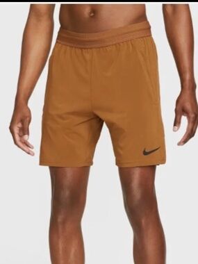 NIKE PRO DRI-FIT FLEX VENT MAX 8" SHORT SZ S Brown/Orange